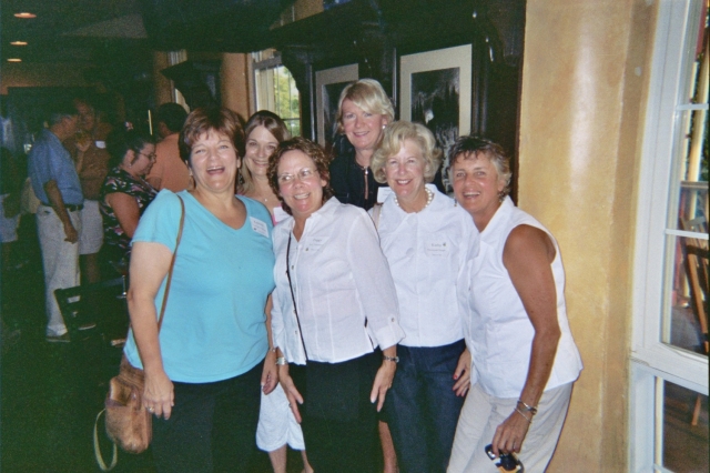 Kathy Tresham Anderson (68), Pat Walker Mroz (68), Peggy Fox Varsalona (68), Noreen Timon West (68), Kathy Desmond Keogh (68) and Kay Floyd (
68) at the Deer Park Hotel Friday night! (Uploaded by Pat Walker Mroz)
